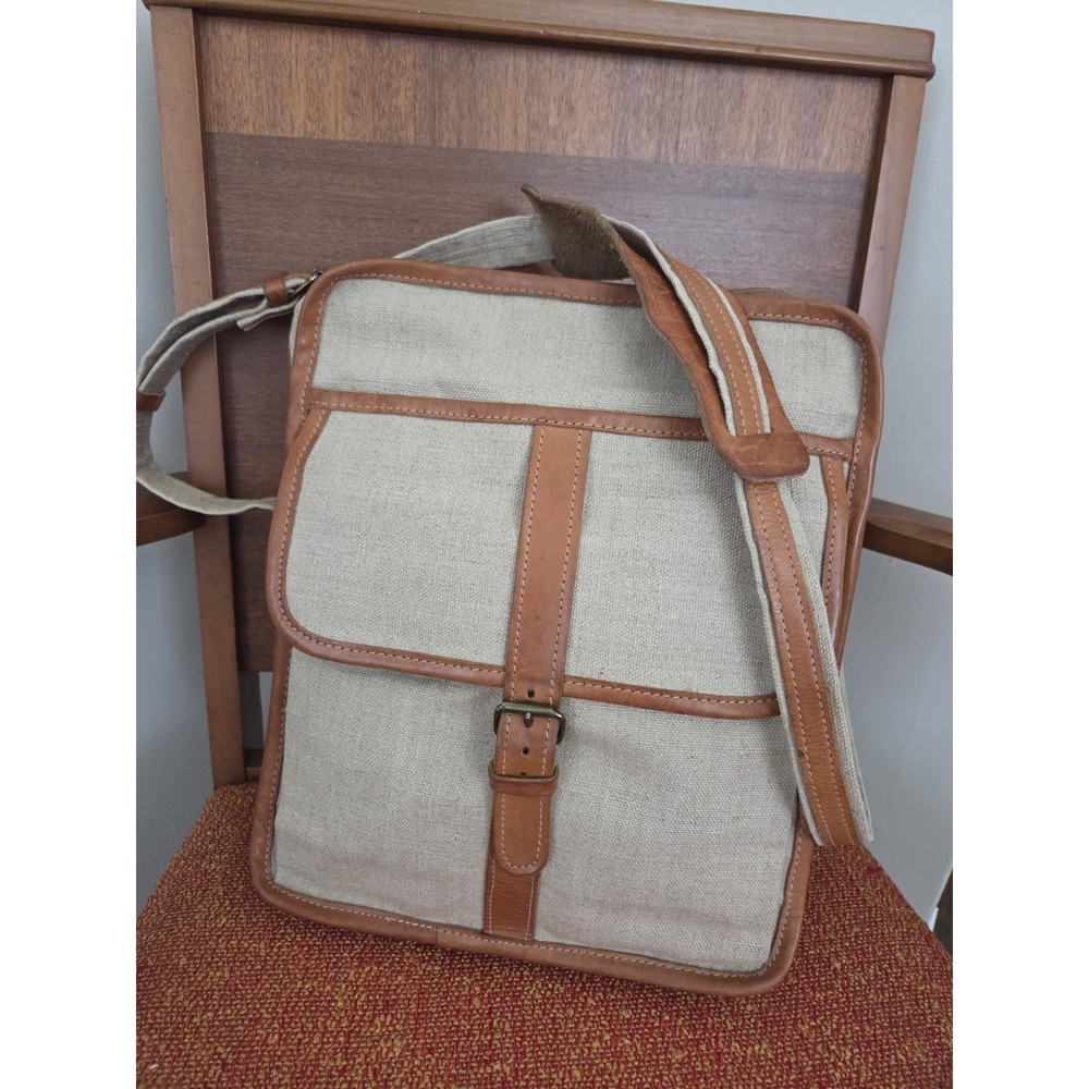 Vtg Canvas Crossbody Messenger Shoulder Bag‎ Satchel Military Safari
